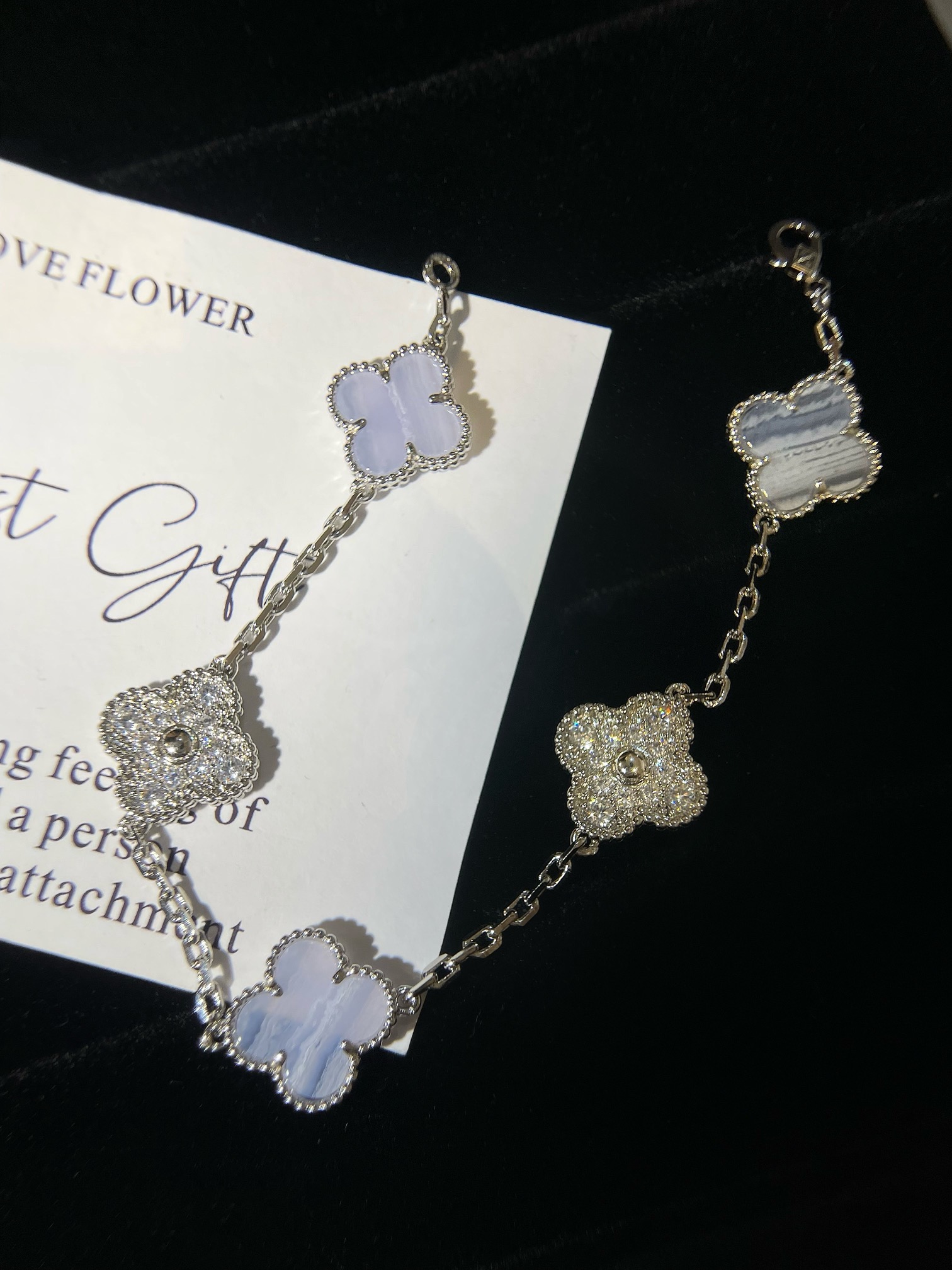 1.Alhambra Chalcedony 5 motifs Bracelet with Diamonds