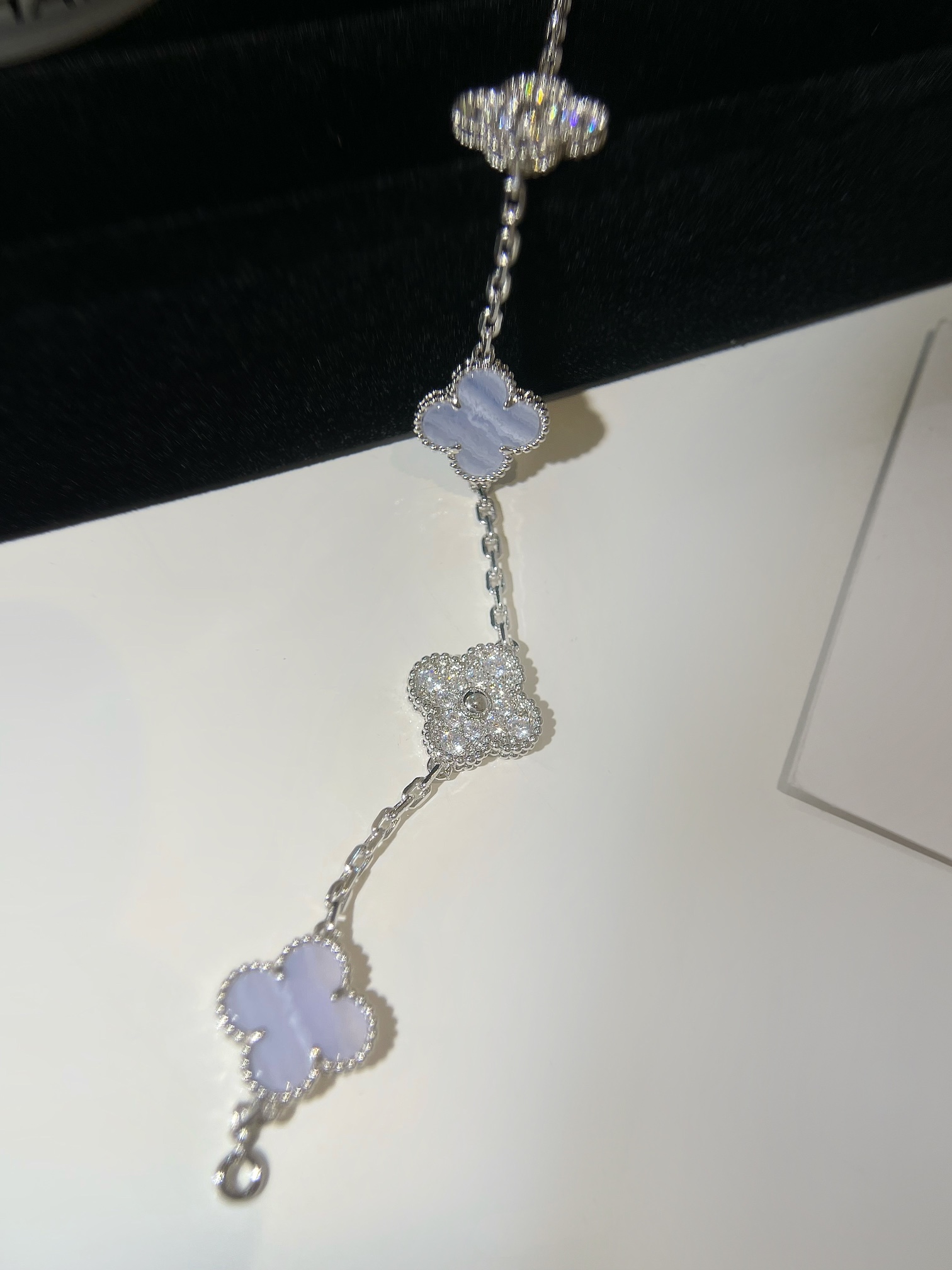 1.Alhambra Chalcedony 5 motifs Bracelet with Diamonds