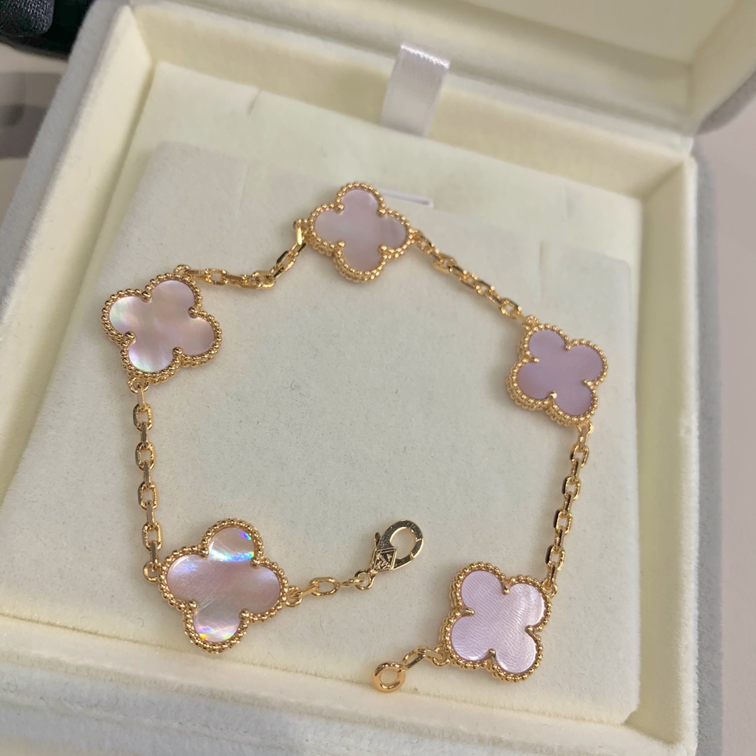 1.Alhambra Pink Mother-of-pearl 5 motifs Bracelet