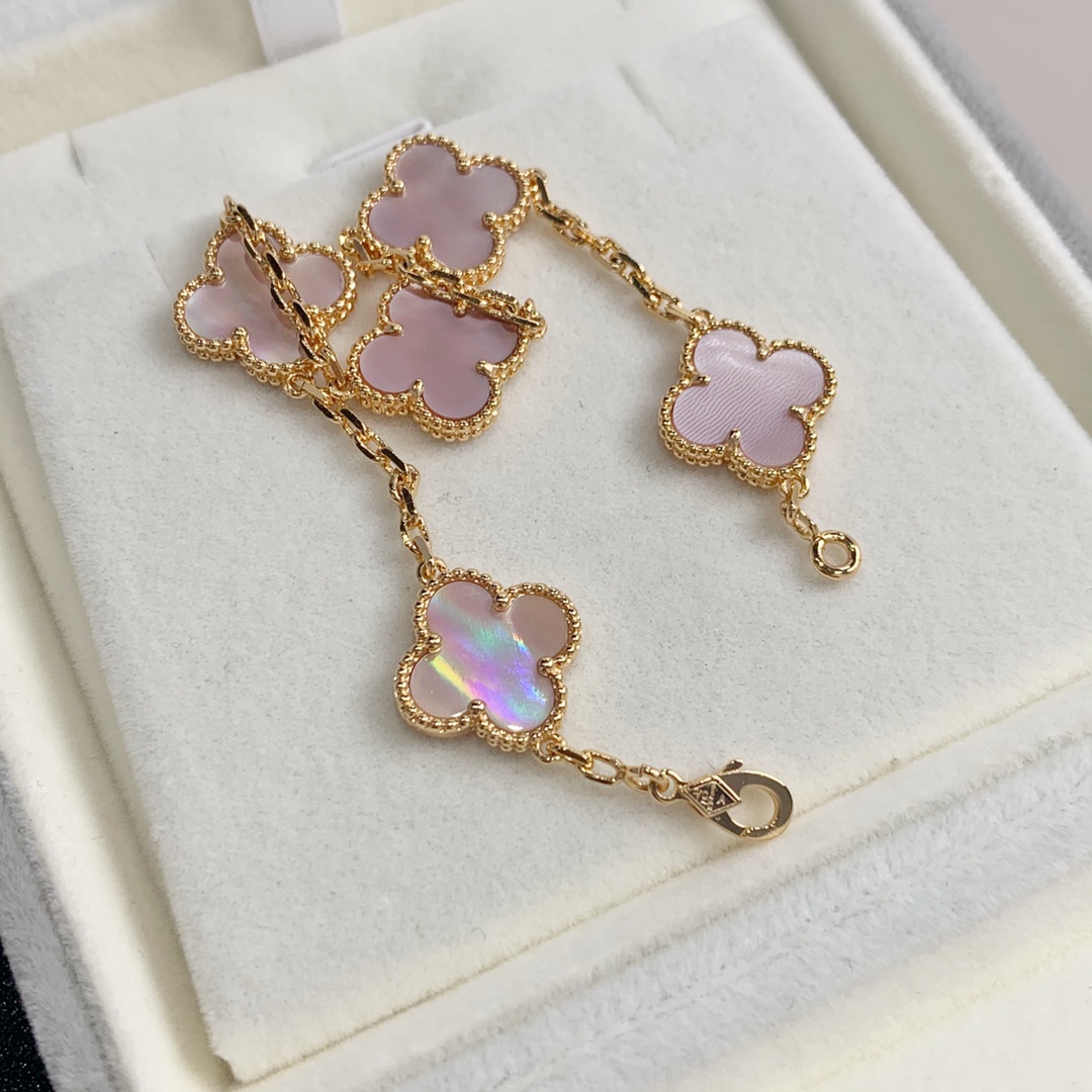 1.Alhambra Pink Mother-of-pearl 5 motifs Bracelet