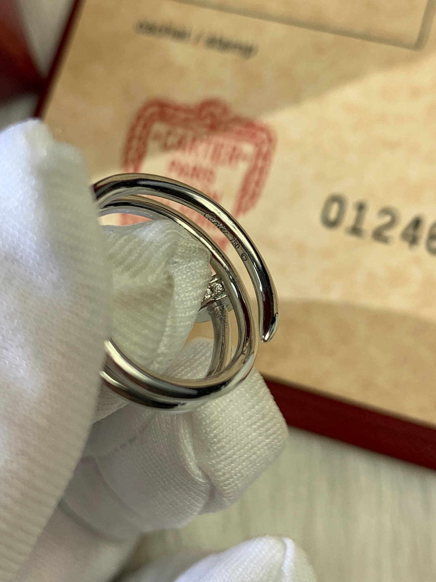 Juste un Clou Double Circle Nail Ring head and tail with diamonds