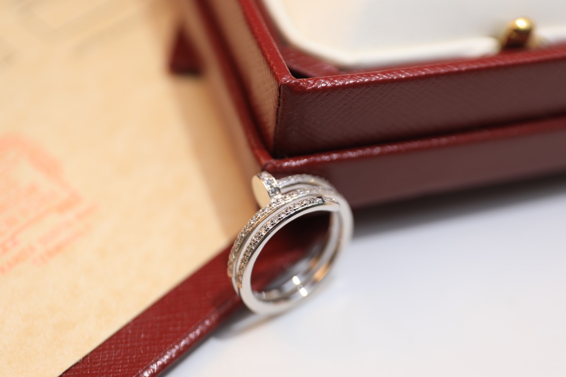 Juste un Clou Double Circle Nail Ring with full diamonds