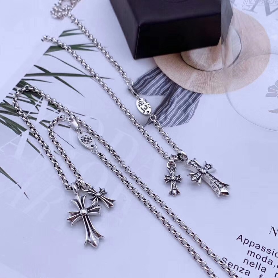 Double Cross Pendant Necklace