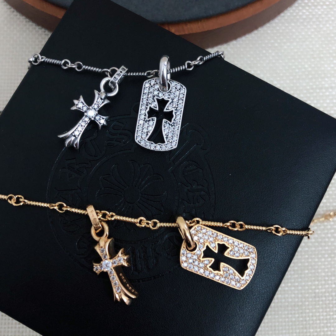 Cross Tag Necklace with diamonds