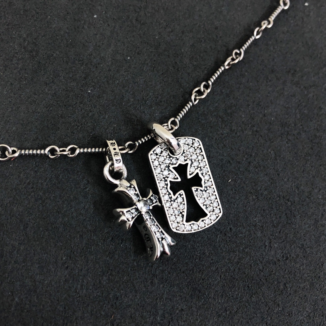 Cross Tag Necklace with diamonds