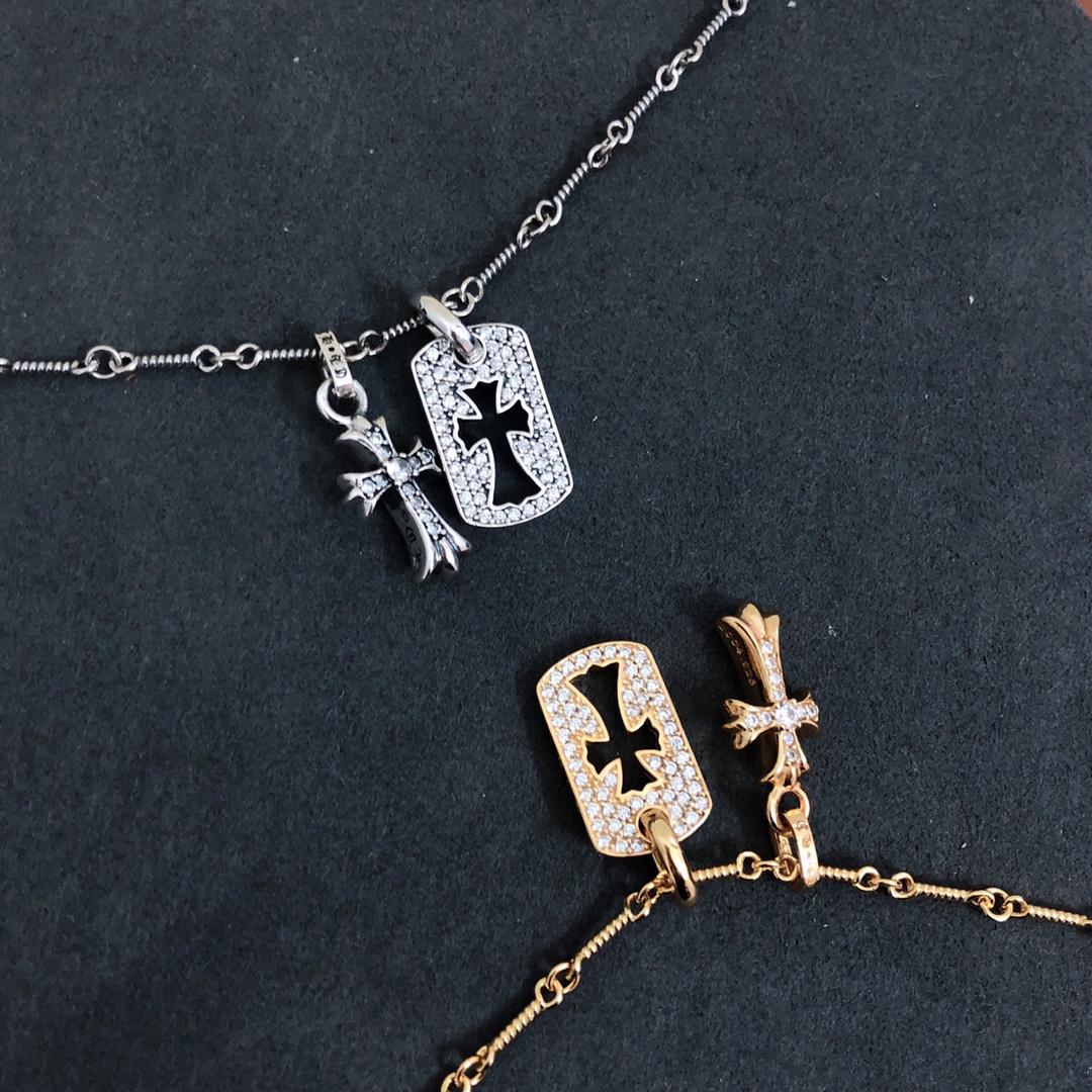 Cross Tag Necklace with diamonds