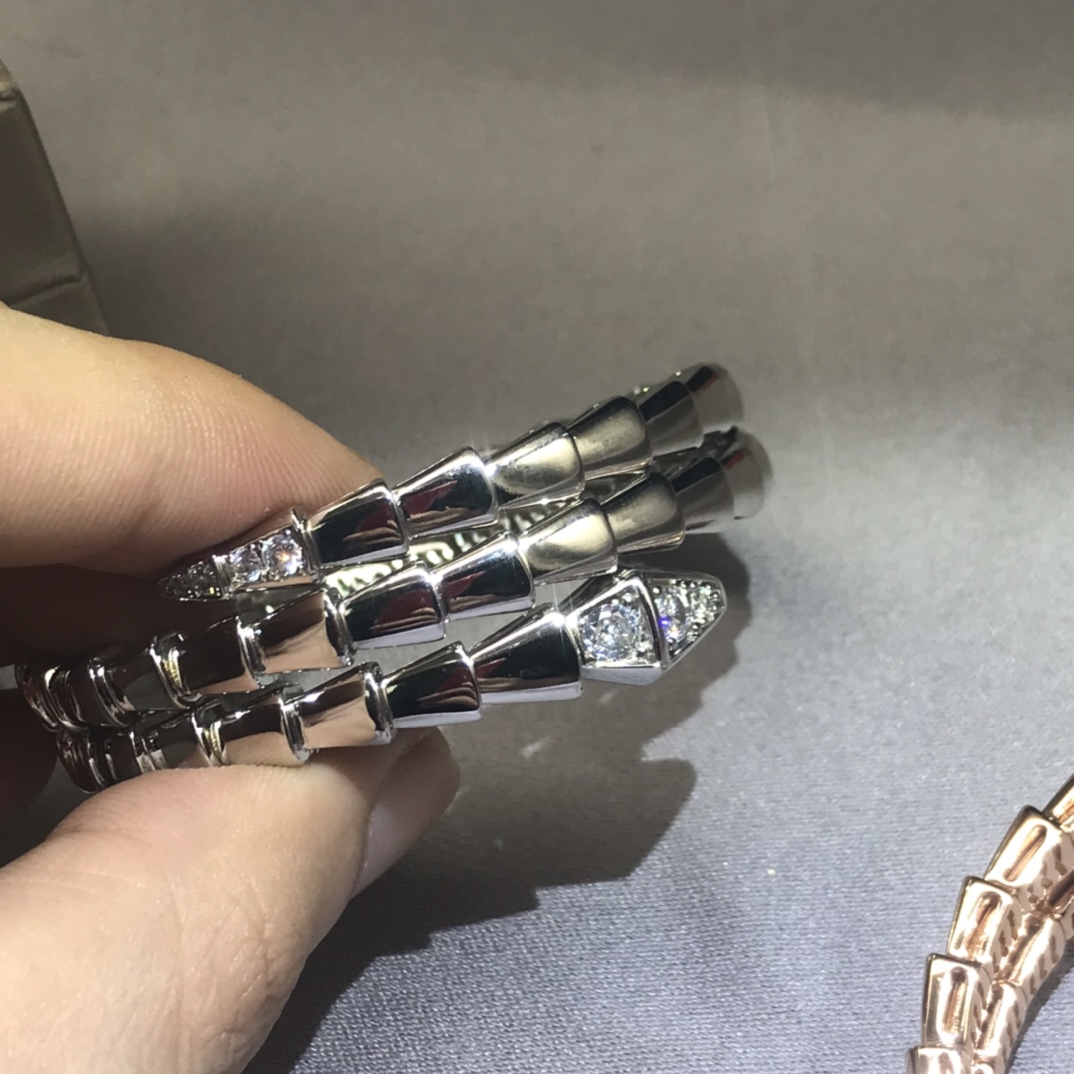 Serpenti Two Rows Snake Shape Bracelet With Diamonds