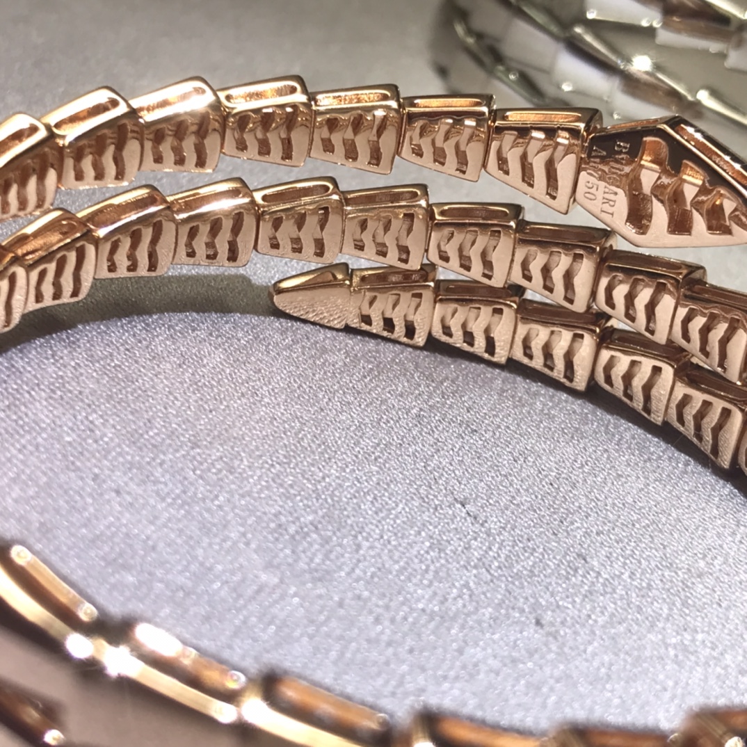 Serpenti Two Rows Snake Shape Bracelet With Diamonds