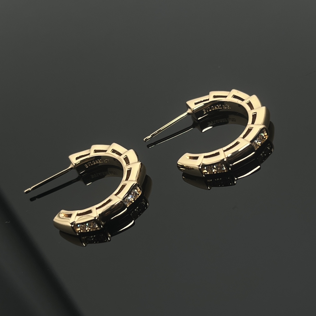 Snake Bone Earrings with Diamonds