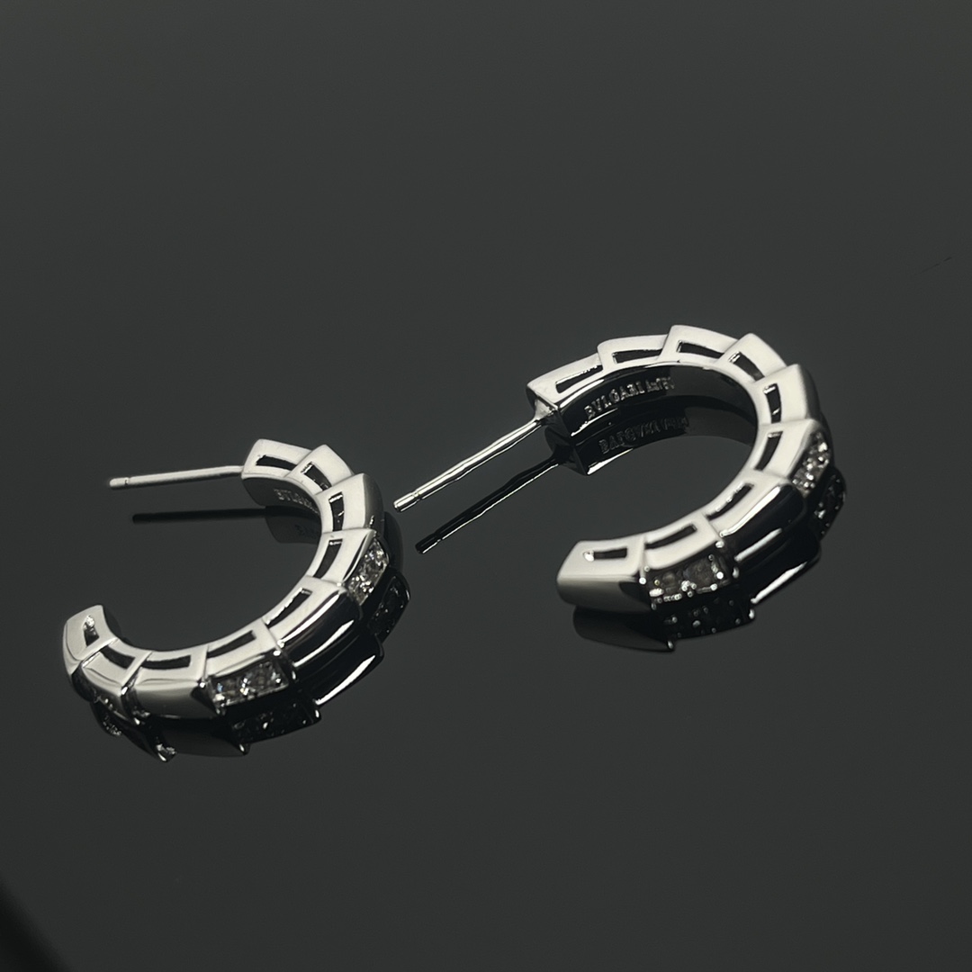Snake Bone Earrings with Diamonds