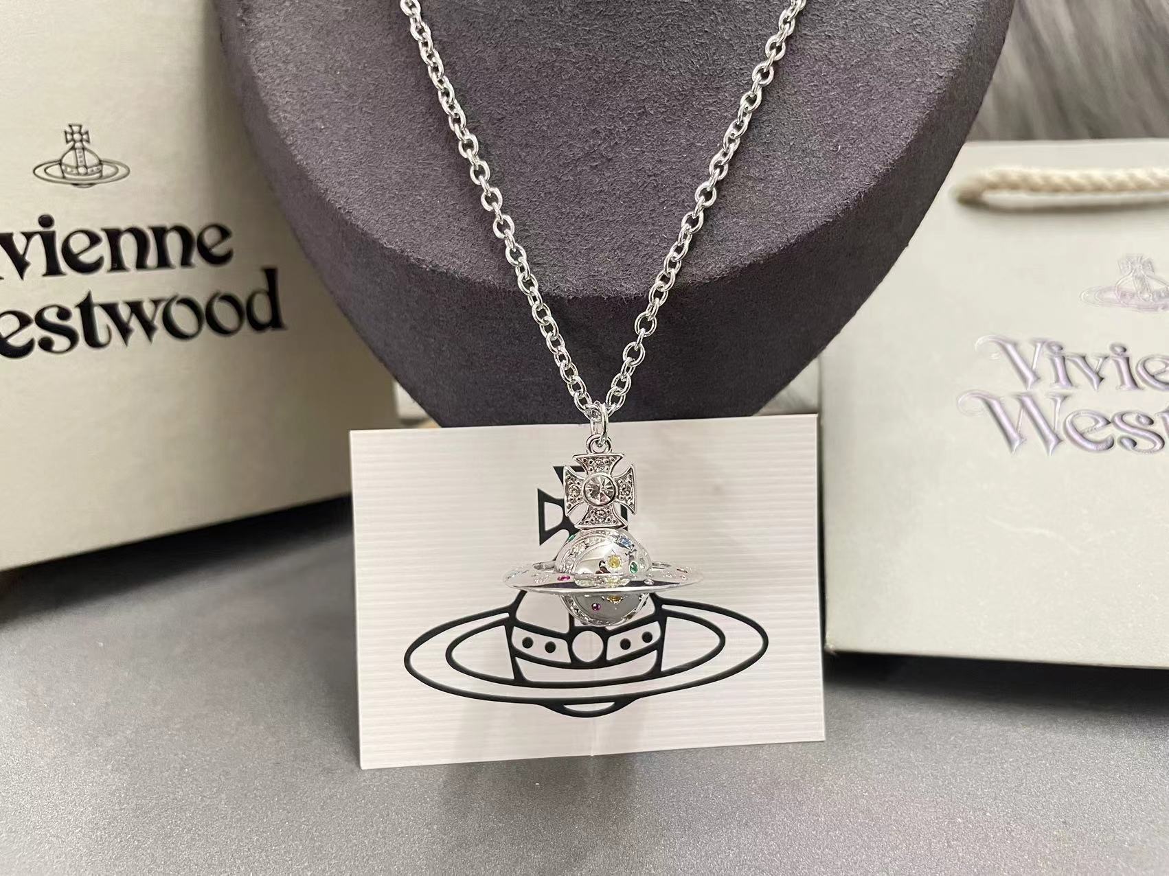 Rainbow Stone Saturn Necklace