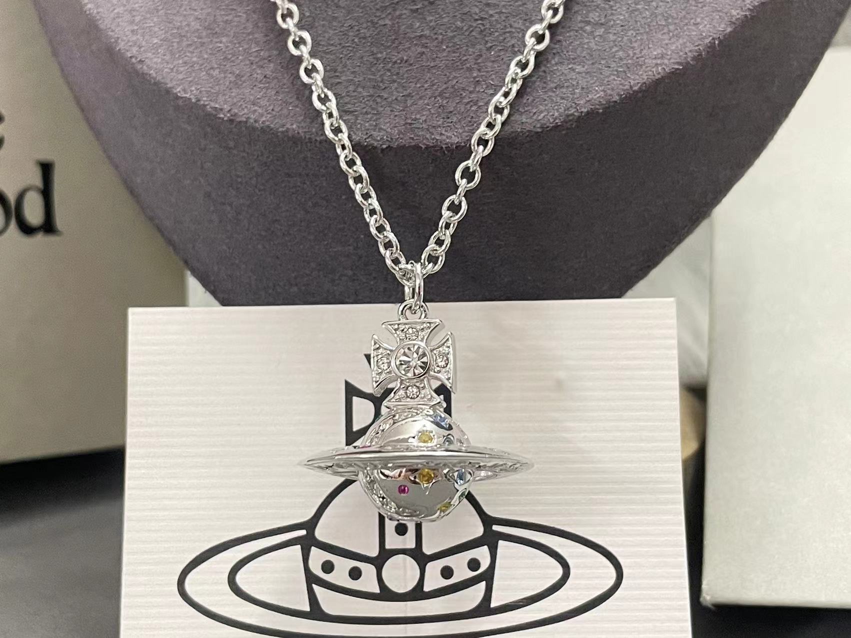 Rainbow Stone Saturn Necklace