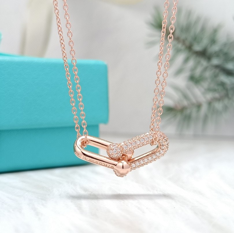 Horseshoe Clasp Pendant Necklace with Diamonds