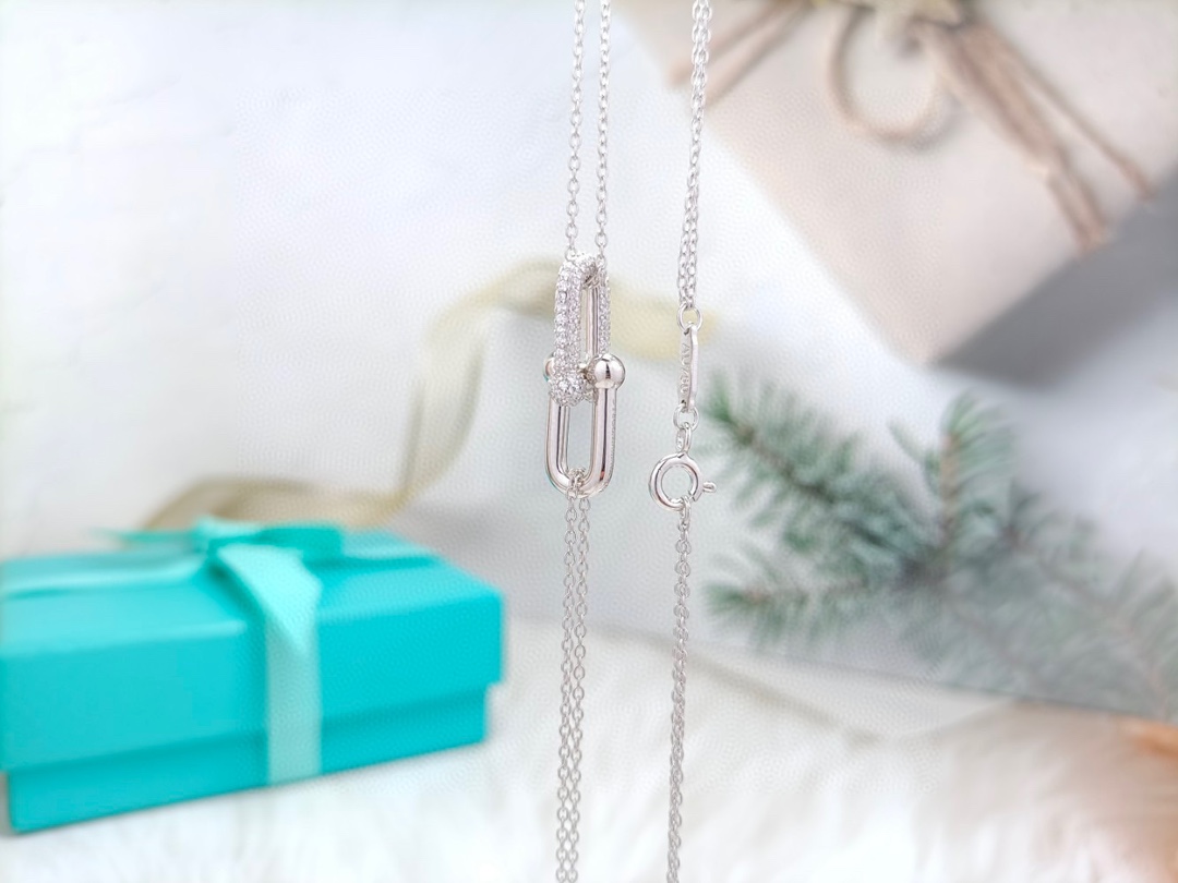 Horseshoe Clasp Pendant Necklace with Diamonds