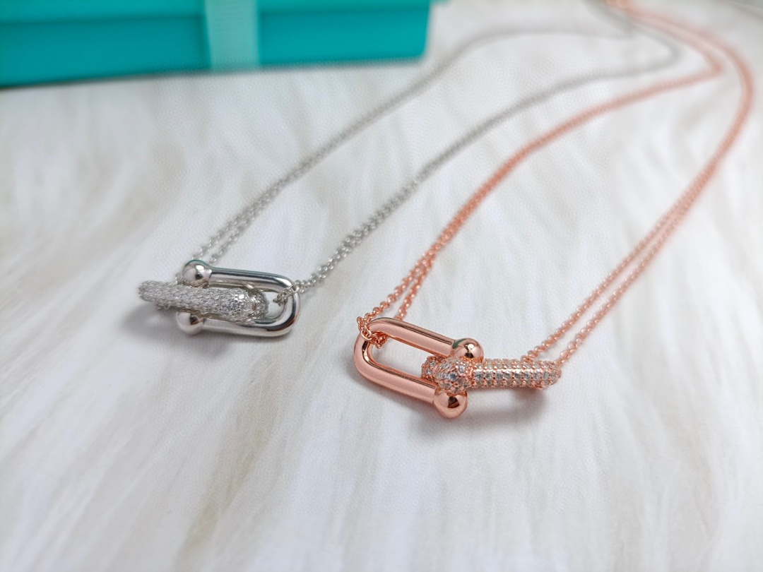Horseshoe Clasp Pendant Necklace with Diamonds