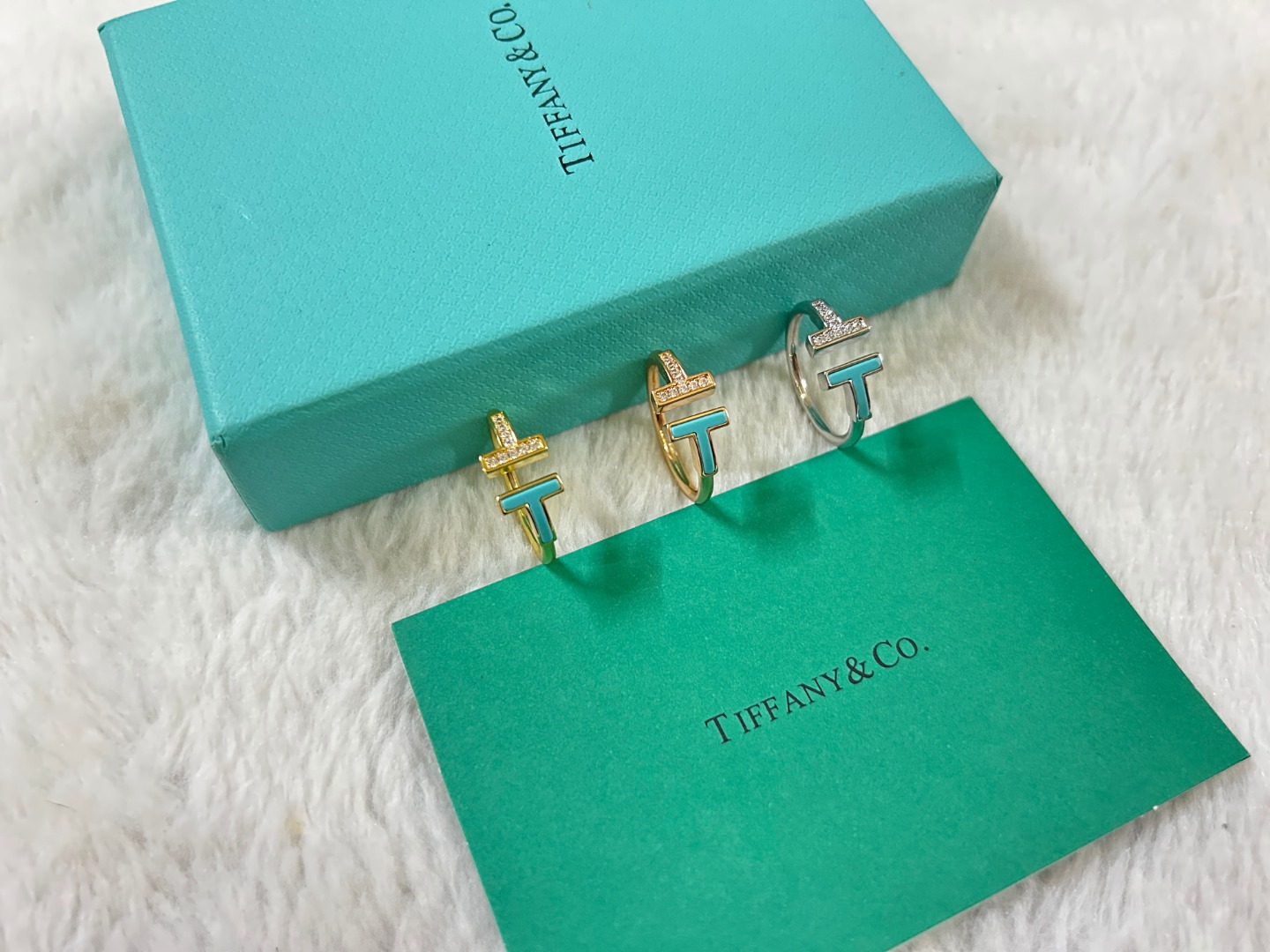 Turquoise T Ring with Diamonds