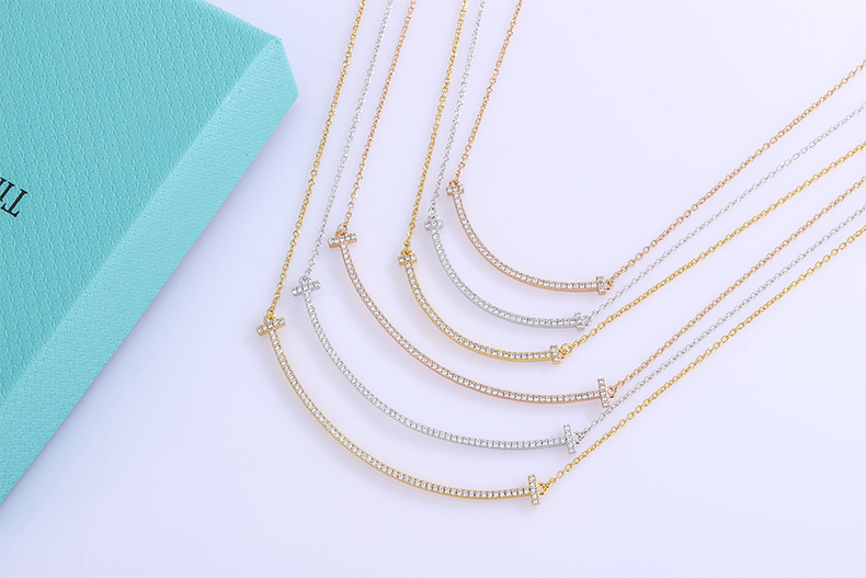 Smile Pendant Necklace with Diamonds