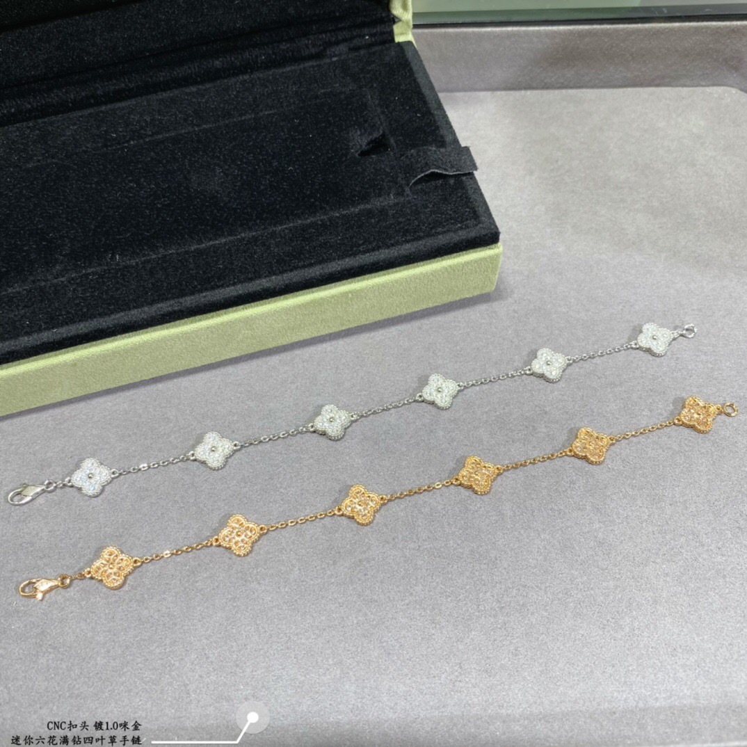 Alhambra 6 Motifs Bracelet with Full Diamonds
