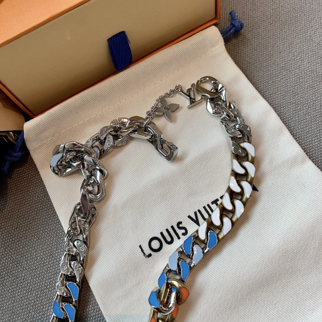 Blue Enamel Colored Necklace