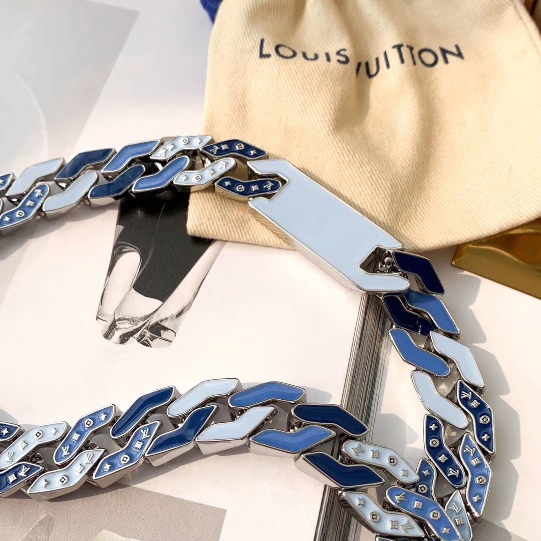 Aqua Blue Colorblock Necklace