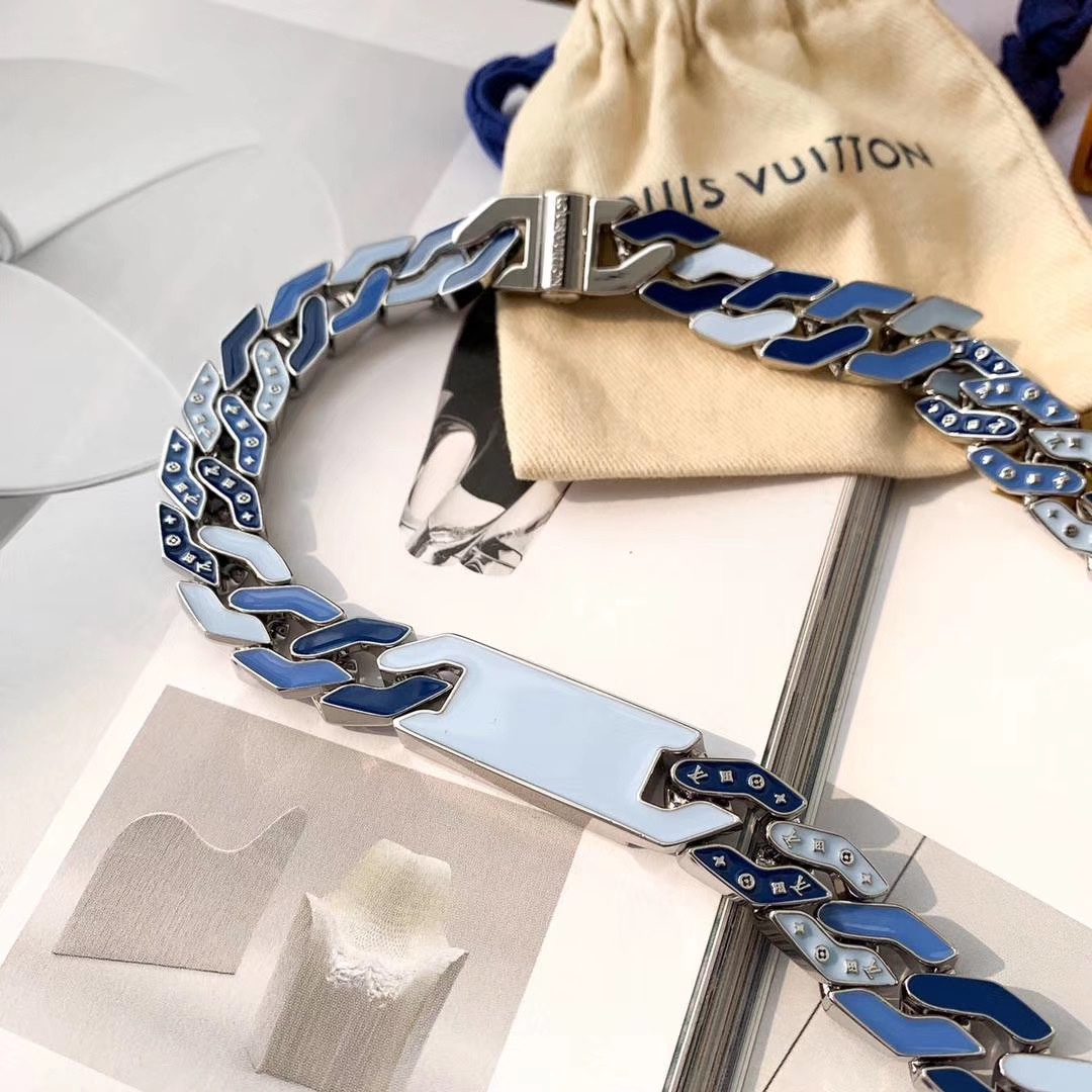 Aqua Blue Colorblock Necklace