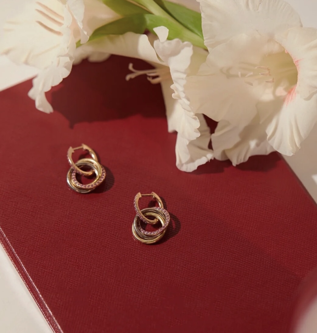 Pink Stones Trinity Earrings