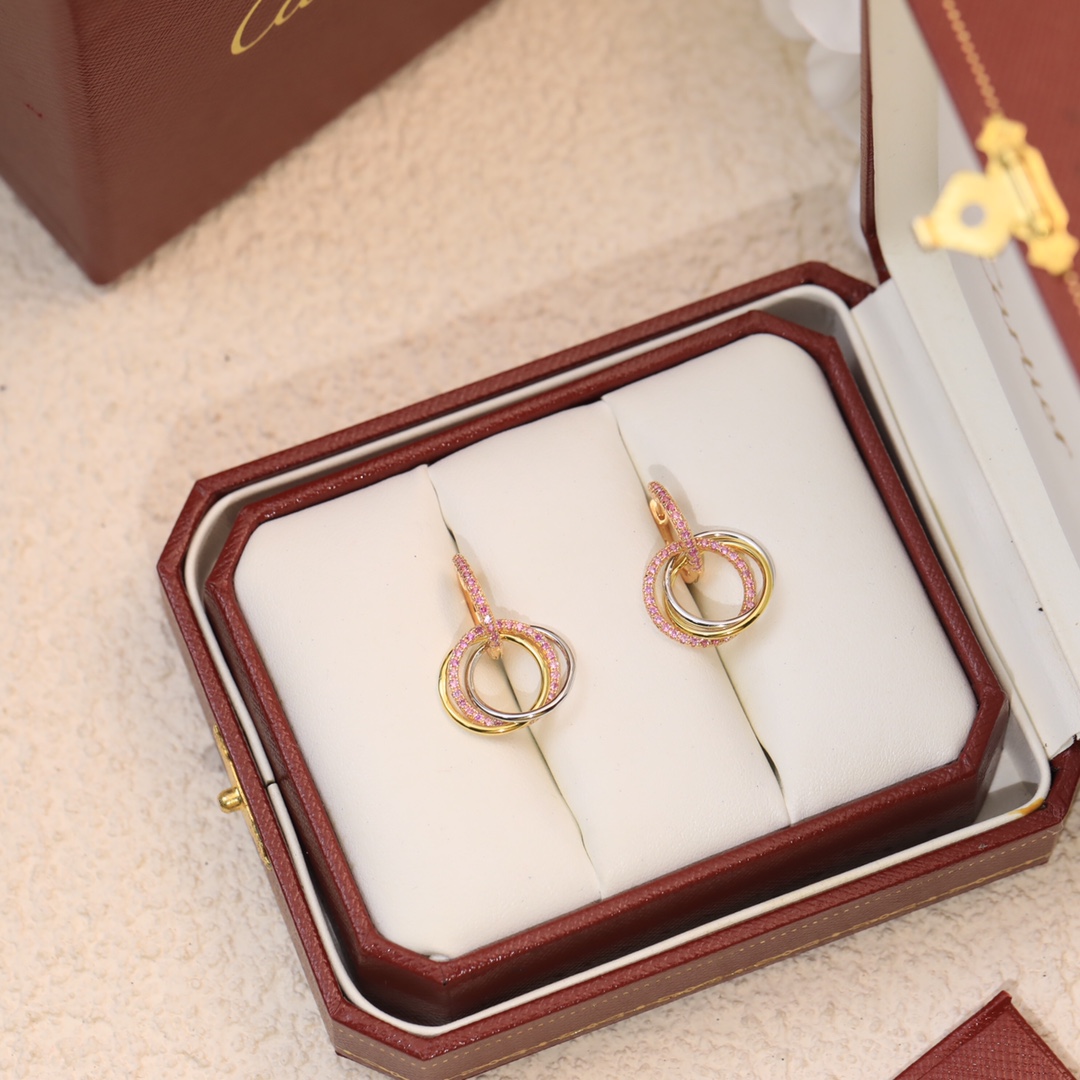 Pink Stones Trinity Earrings