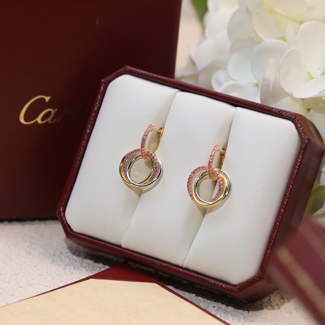 Pink Stones Trinity Earrings