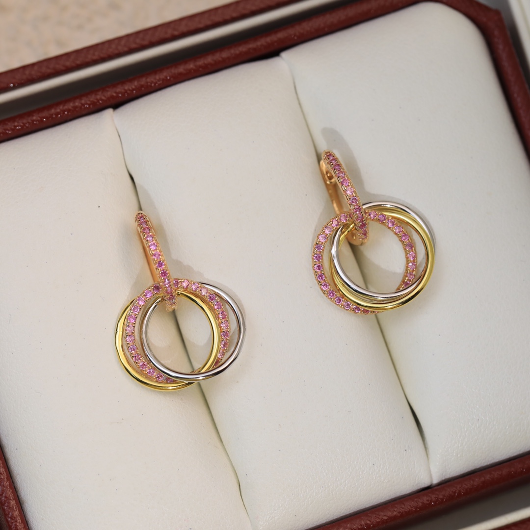 Pink Stones Trinity Earrings