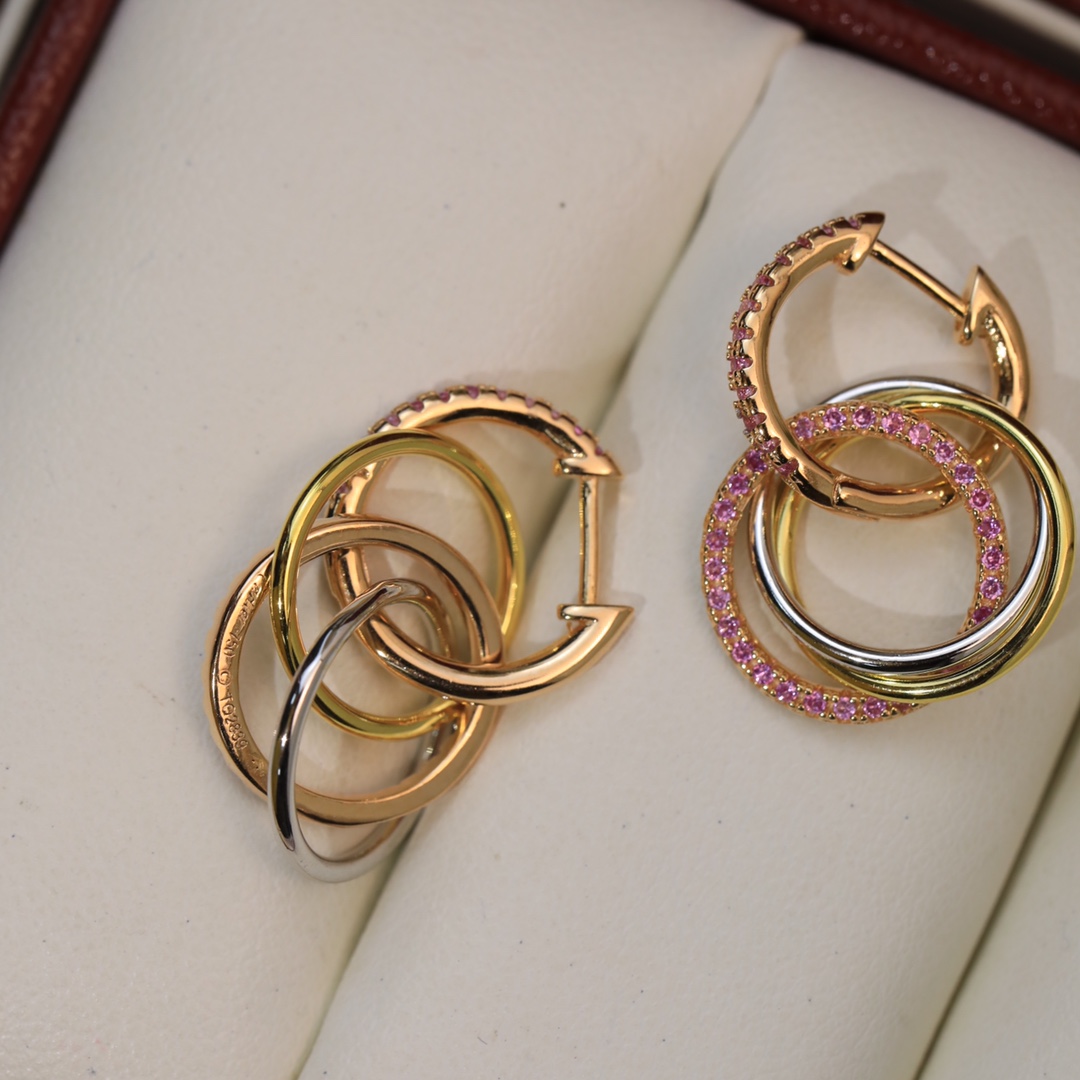 Pink Stones Trinity Earrings