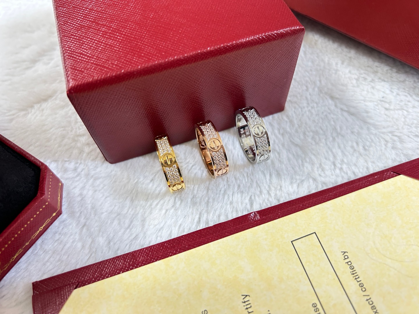 Love Ring with 3 Row Diamonds