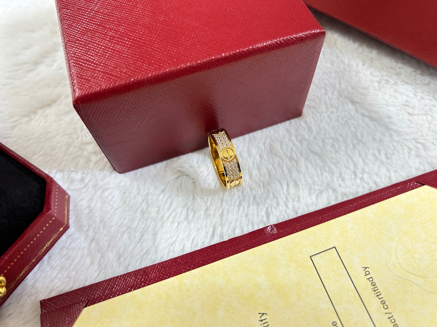 Love Ring with 3 Row Diamonds