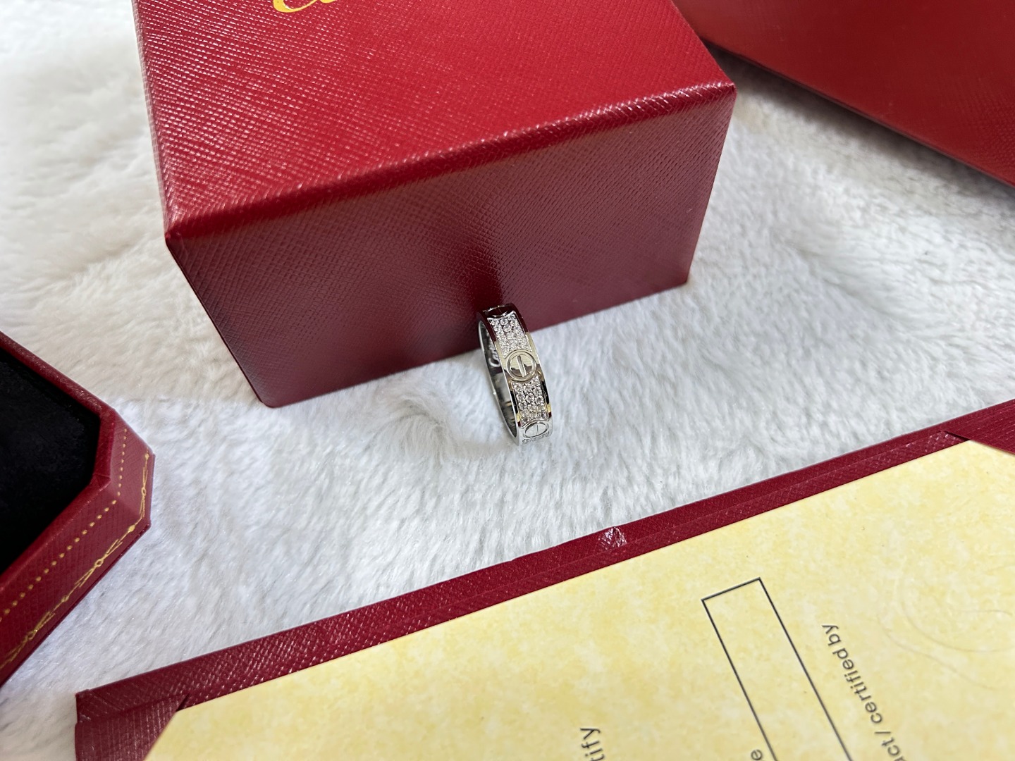 Love Ring with 3 Row Diamonds