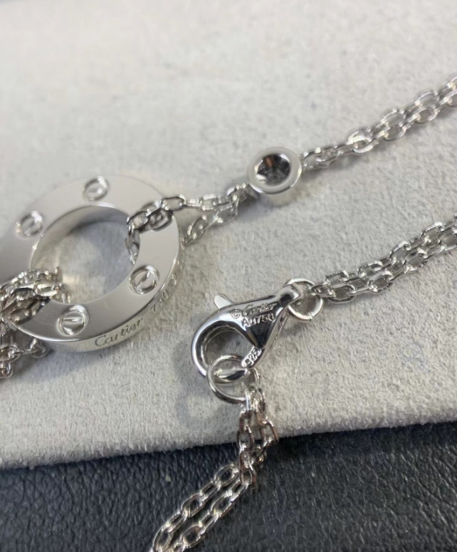 Love Double Ring Necklace with diamonds