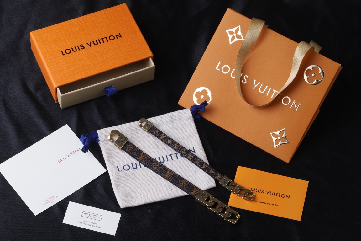 LV Old Flower Leather Bracelet