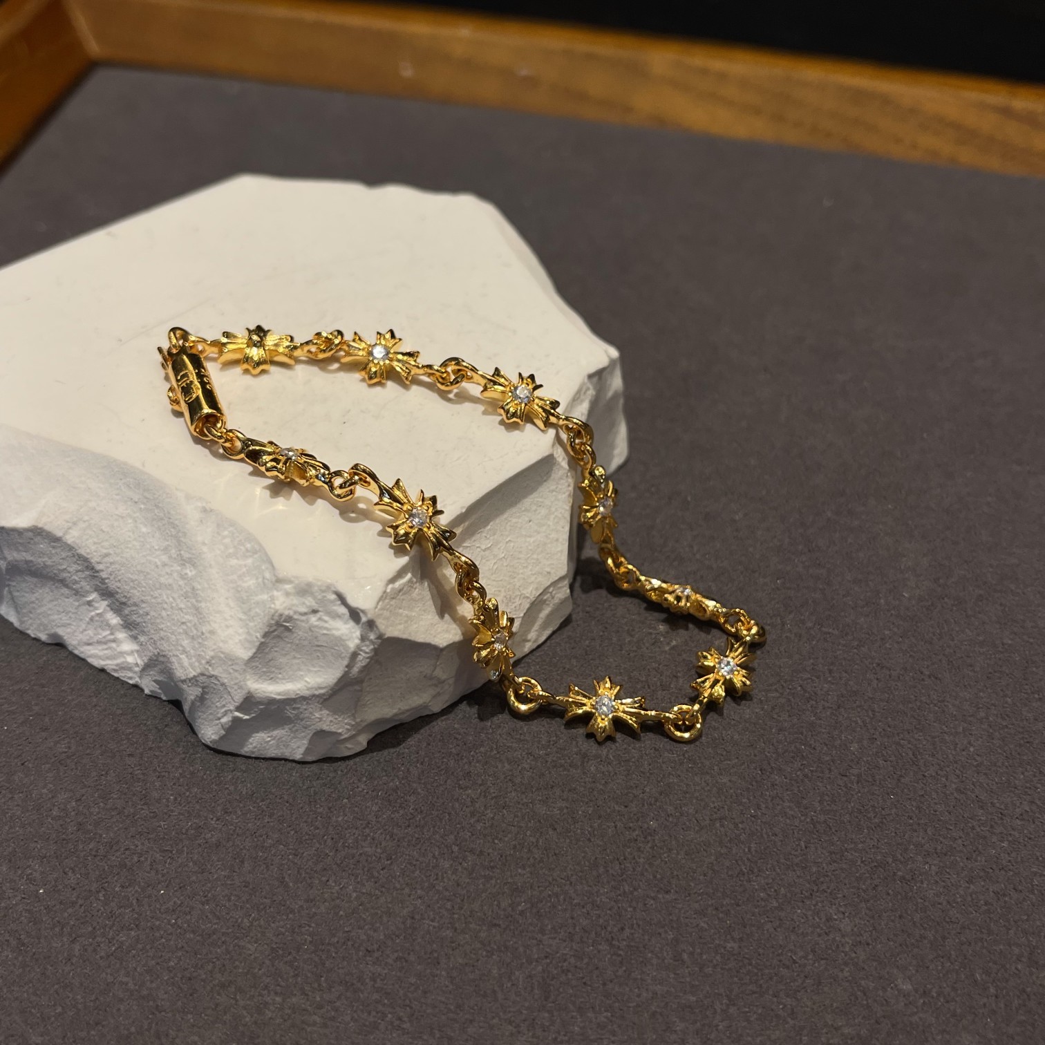 Gold Long Cross Bracelet