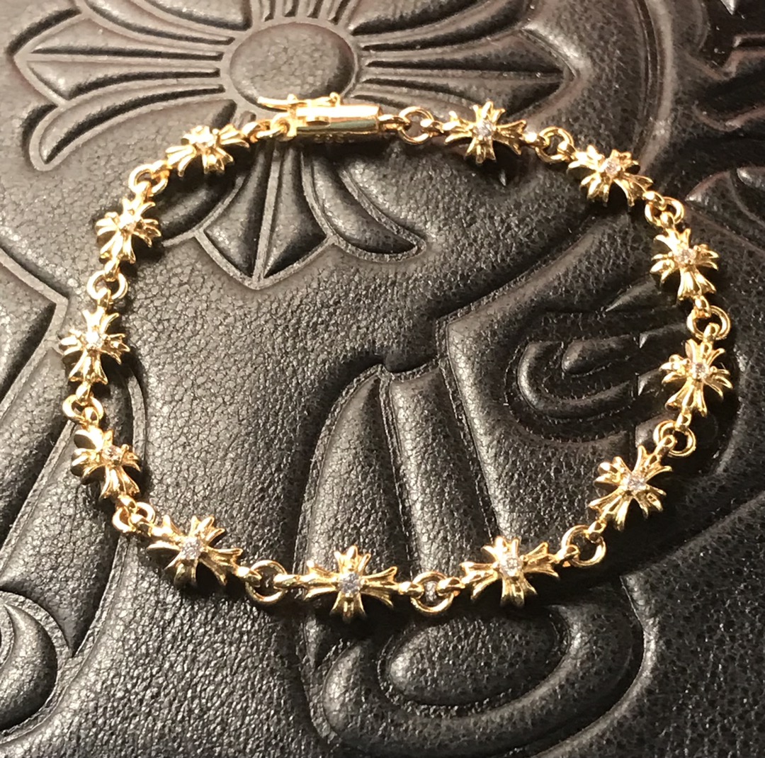 22K Diamond Cross Bracelet
