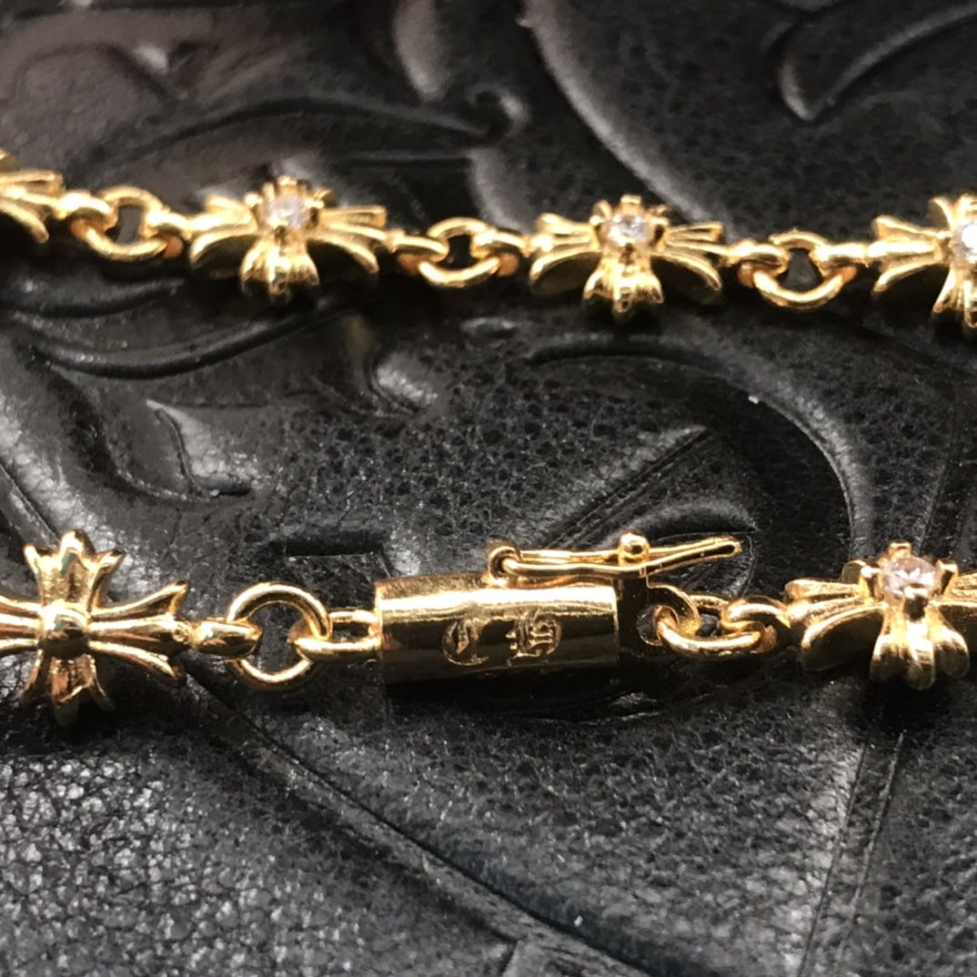 22K Diamond Cross Bracelet