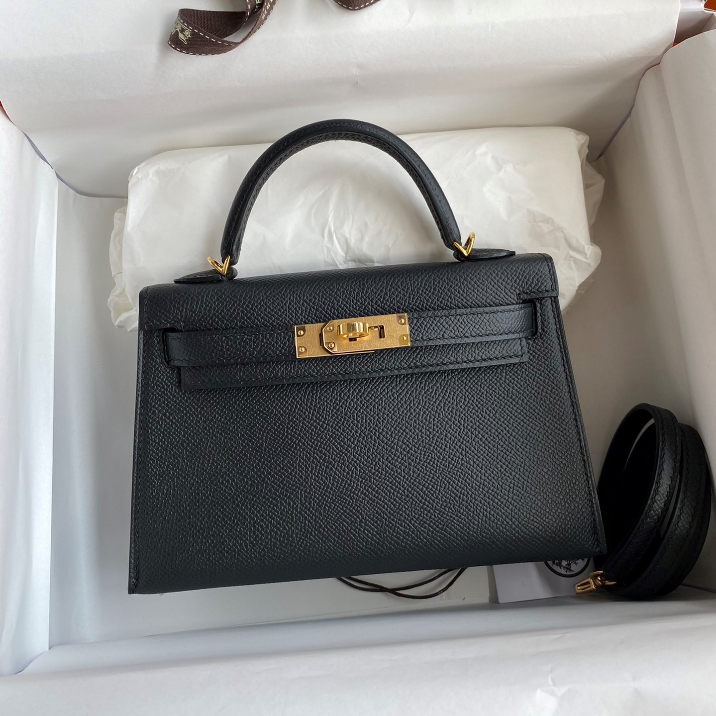 Mini Kelly Bag Black and Gold
