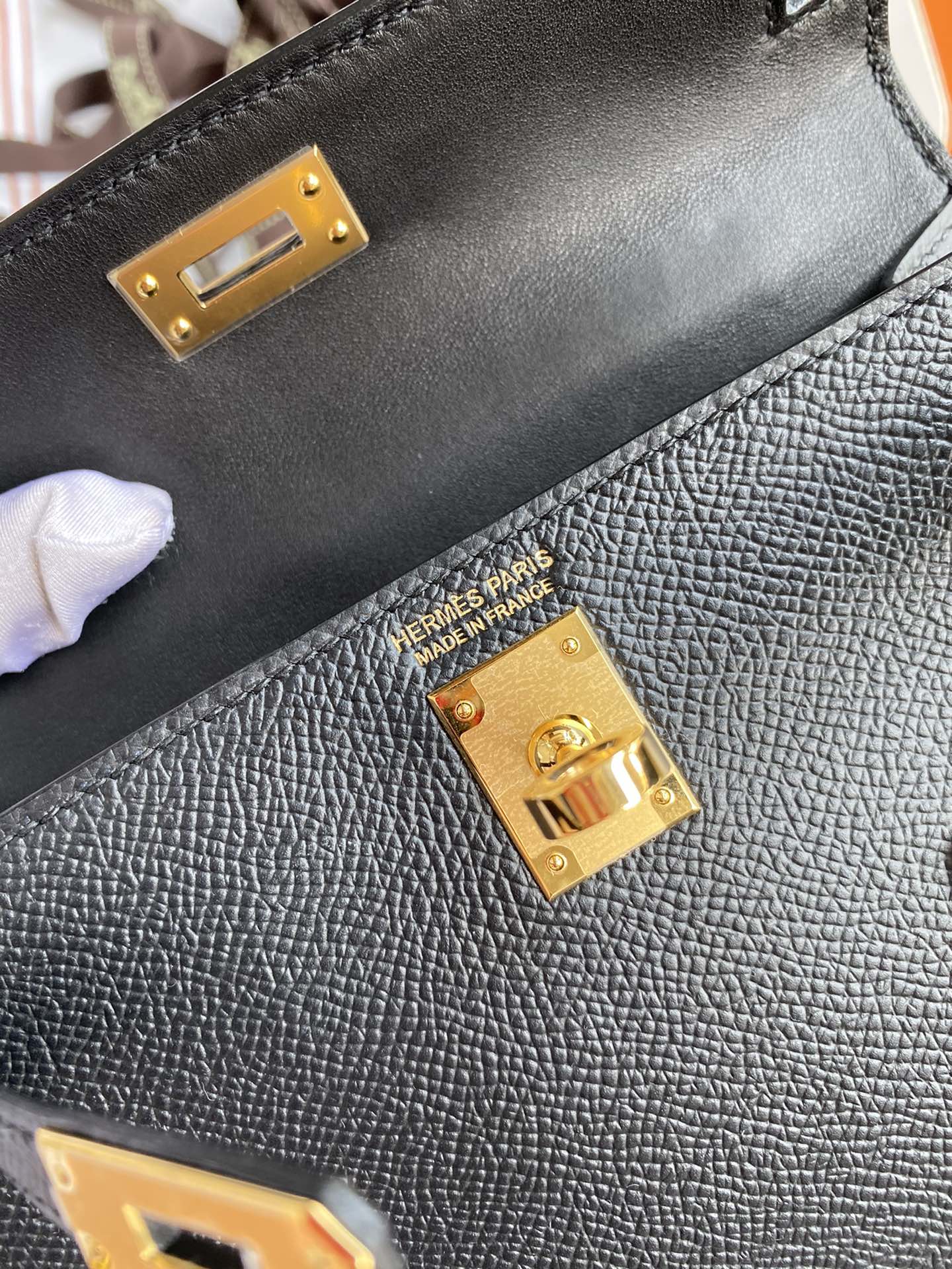 Mini Kelly Bag Black and Gold
