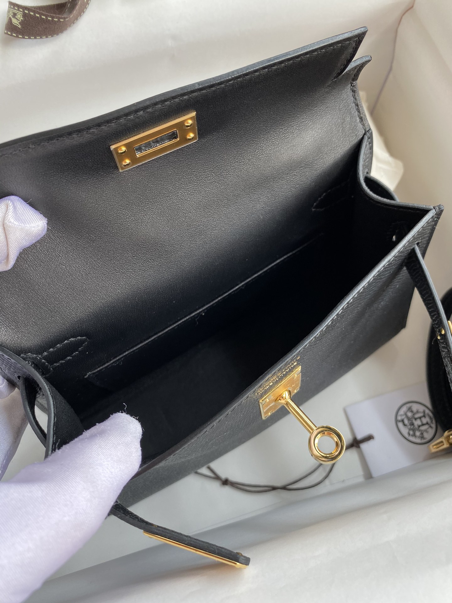 Mini Kelly Bag Black and Gold