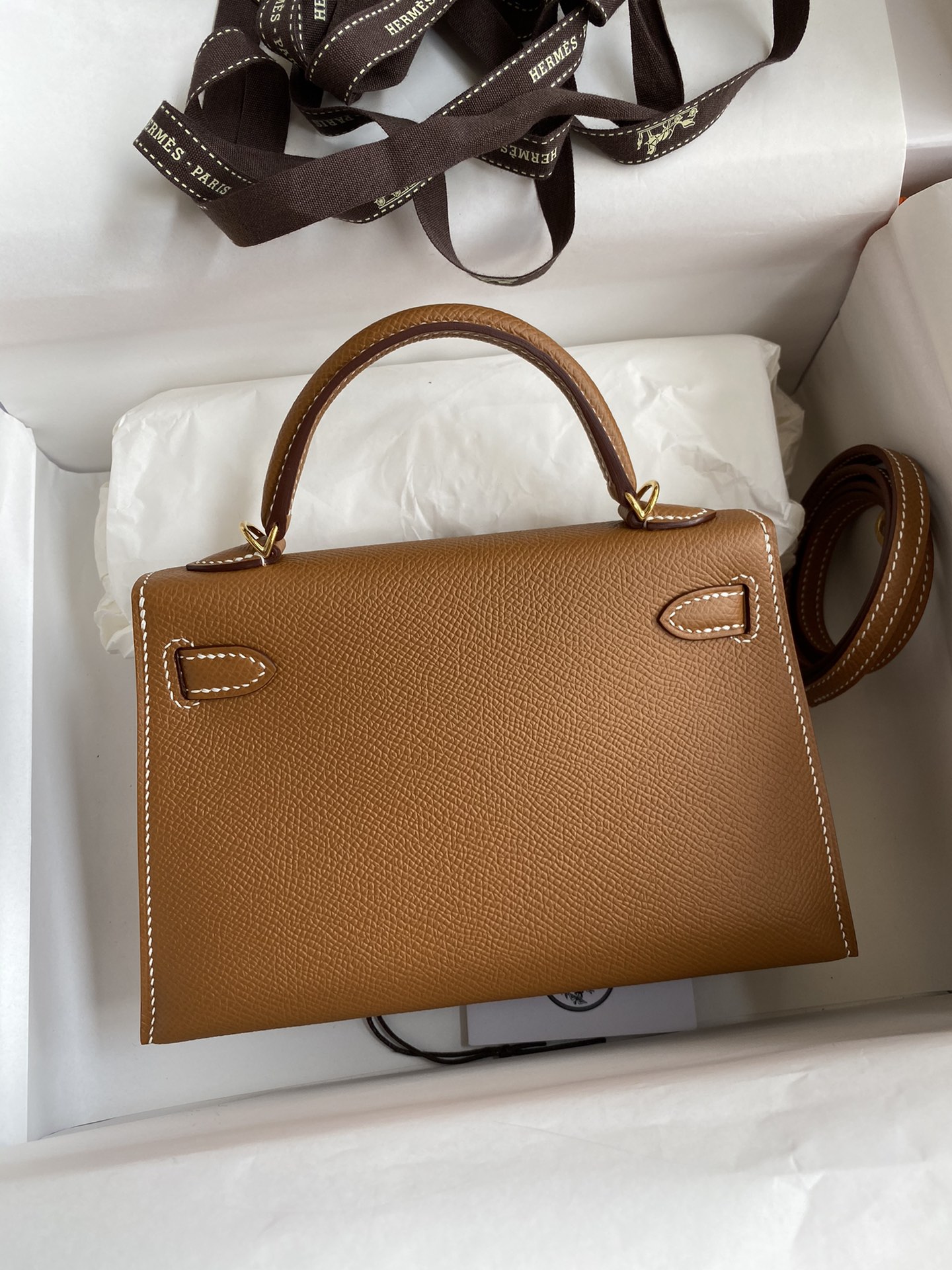 Mini Kelly Bag Brown and Gold