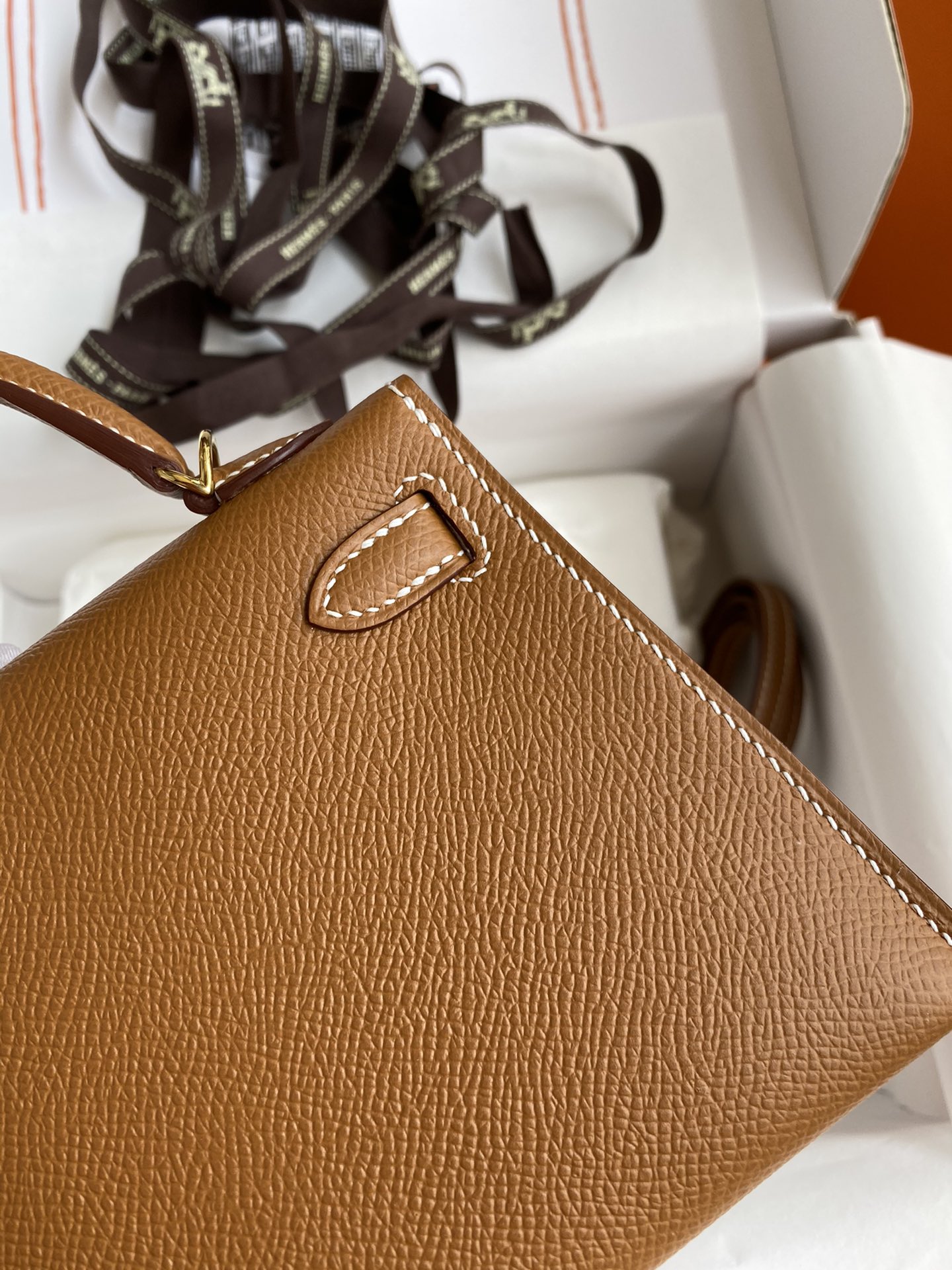 Mini Kelly Bag Brown and Gold