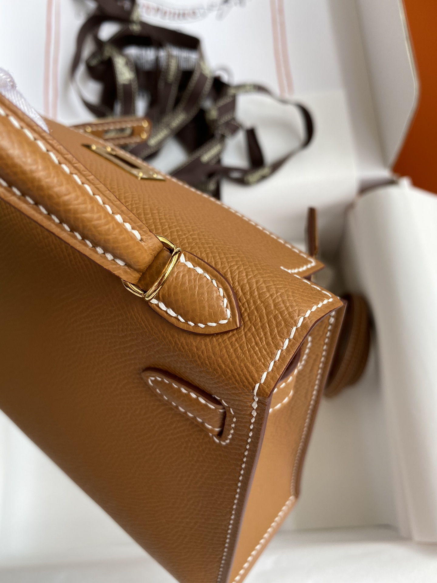 Mini Kelly Bag Brown and Gold