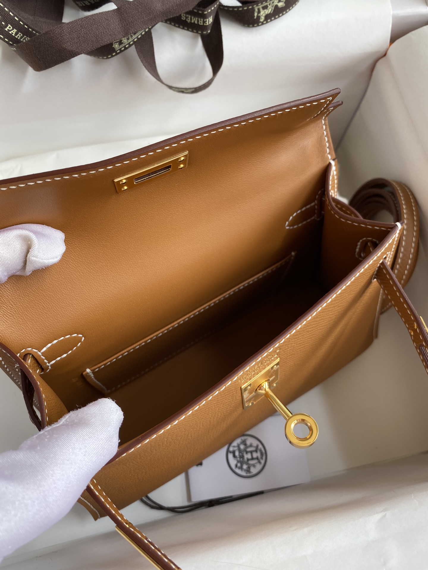 Mini Kelly Bag Brown and Gold