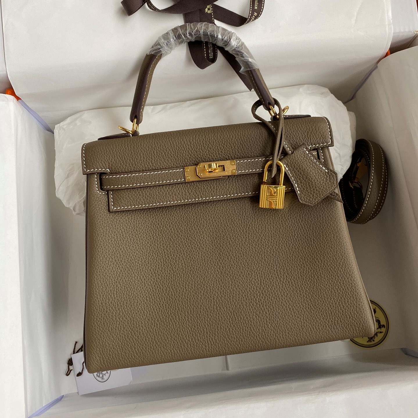Birkin Bag 2 Elephant Gray Gold