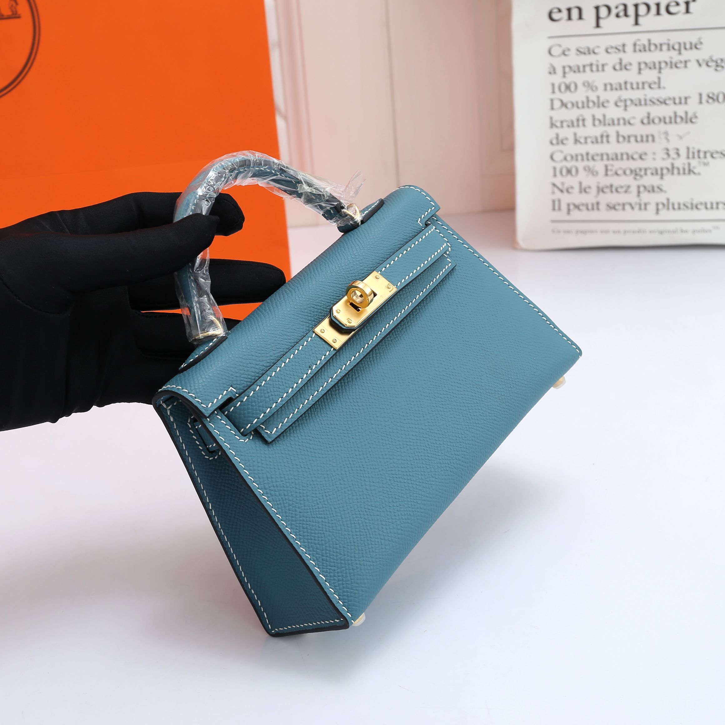 Birkin Bag 3 Blue 19CM