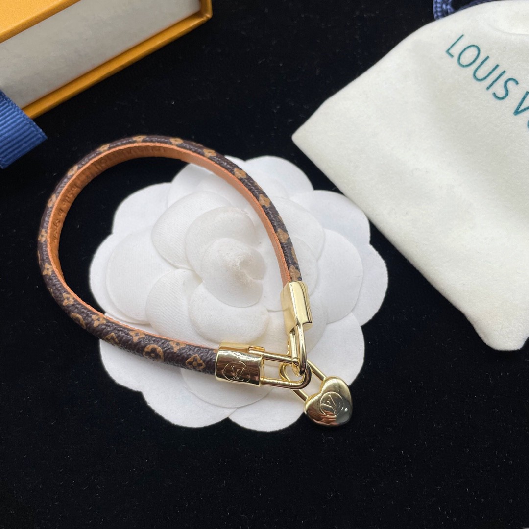 LV Leather Lock Bracelet