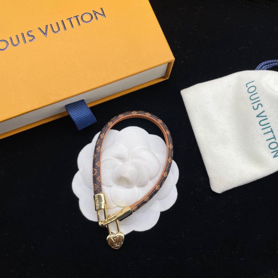 LV Leather Lock Bracelet