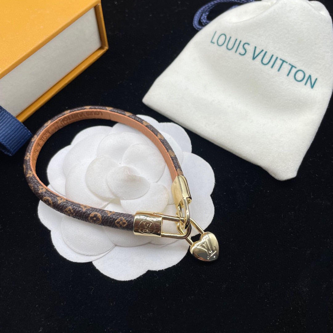 LV Leather Lock Bracelet